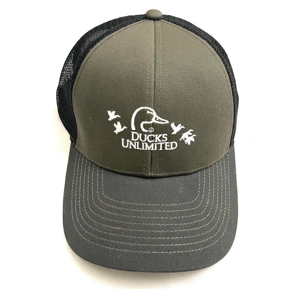 Ducks Unlimited Trucker Hat Mens OSFA‎ Green Grey Excellent Mesh Snapback Cap